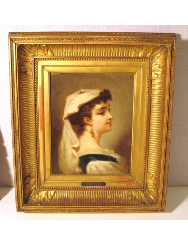 Picture frame gold 'woman' illegible signature