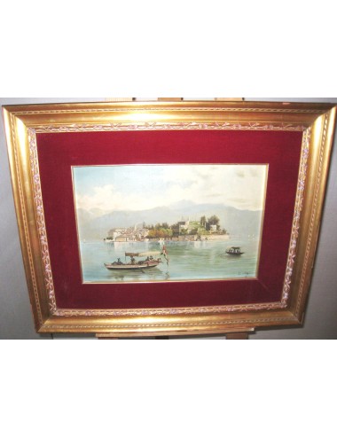 Oil painting " Isola Bella and the sea " C.Mai