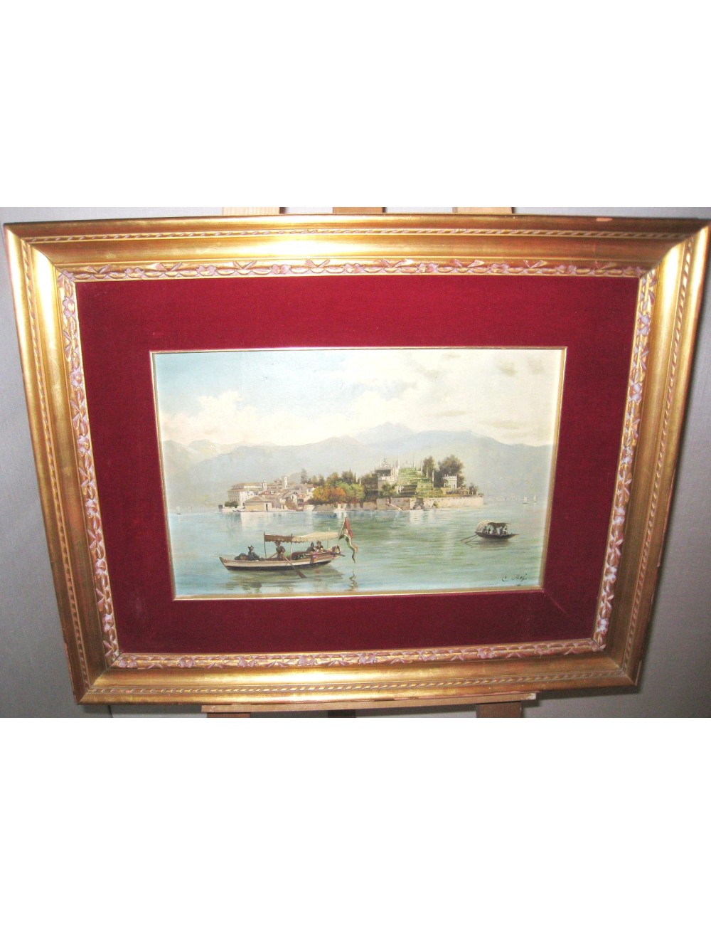 Quadro ad olio "L'Isola Bella e il mare" C.Mai