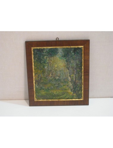 Pittura a olio "foresta" firma non decifrata