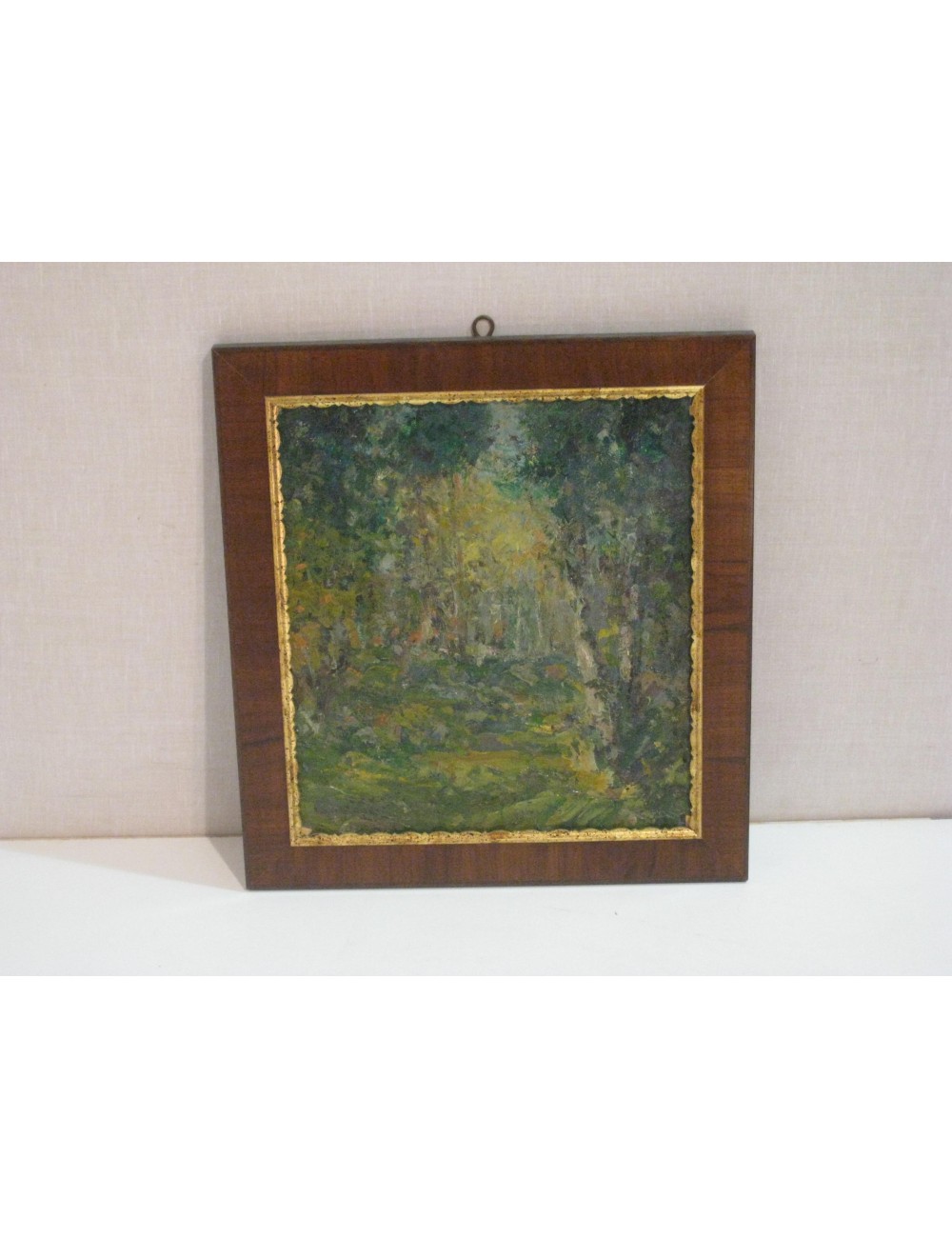 Pittura a olio "foresta" firma non decifrata