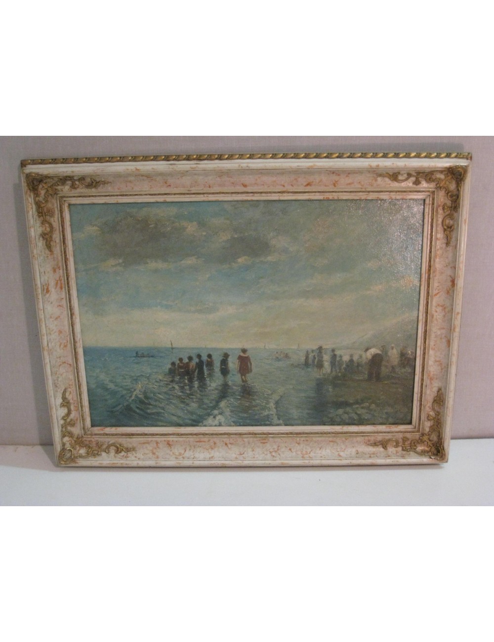 Oil painting "children at the seaside " undeciphered signature