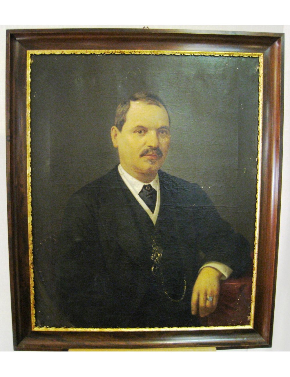 Pittura a olio 'uomo' firma non decifrata Pittura a olio 'uomo' firma non decifrata