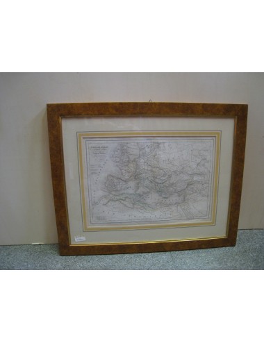 2 stampe di mappe in cornice di radica