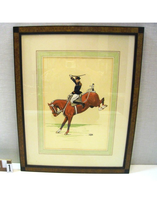 2 Horse prints with briar frame (one pair)