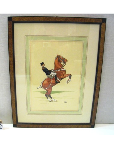 2 Horse prints with briar frame (one pair)