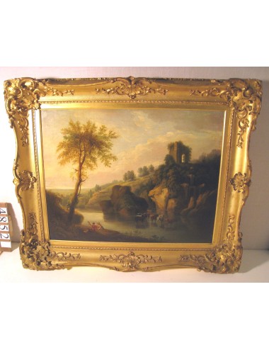 Pittura Un 'paesaggio' fine '700/'800 cornice d'epoca firma illeggibile