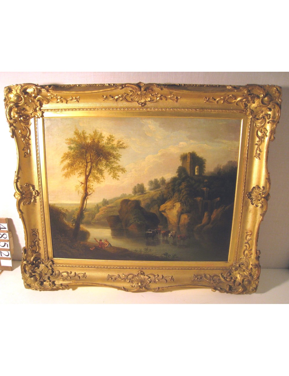 Pittura Un 'paesaggio' fine '700/'800 cornice d'epoca firma illeggibile