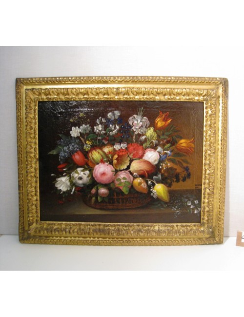 Painting P 'flowers' 18th century