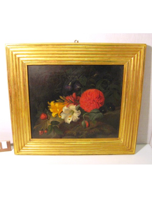 Quadro U 'fiori' XIX secolo firma illeggibile