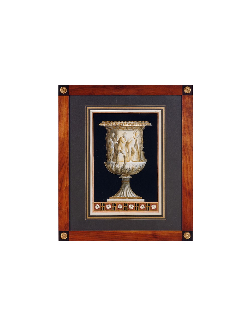 Stampe in cornice di legno con vasi a soggetto bronzeo Granduca