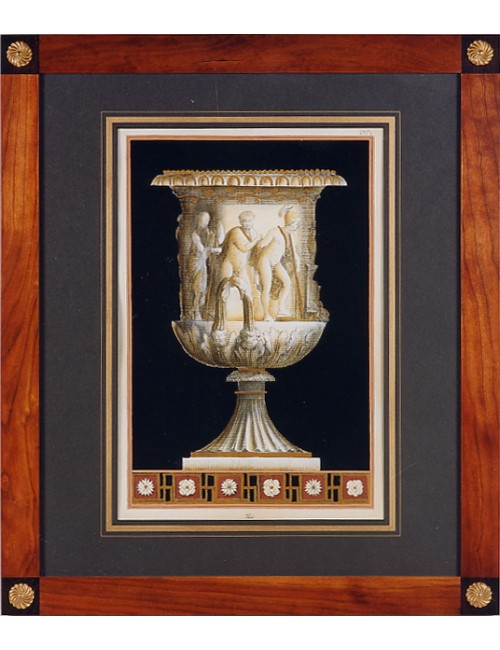 Stampe in cornice di legno con vasi a soggetto bronzeo Granduca