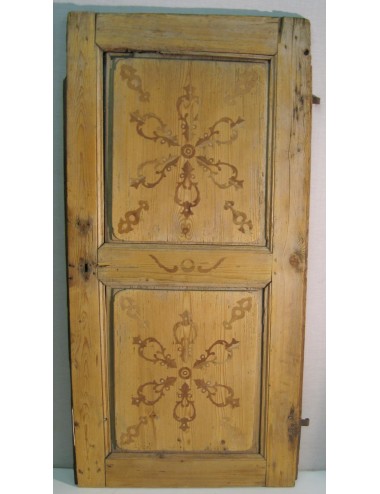 Battente in abete a due fodrine con intarsi in legno color noce