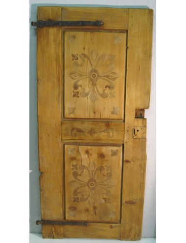 Battente in abete a due fodrine con intarsi in legno color noce