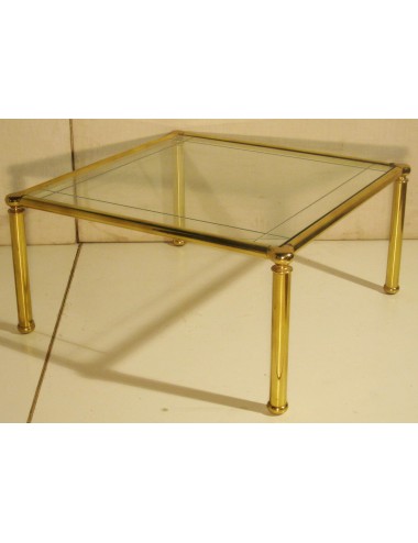 Tavolino in ottone e cristallo moderno 80x80