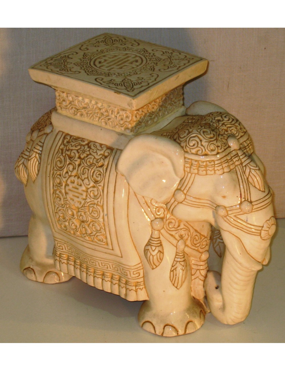 2 Modern White Ceramic Elephants