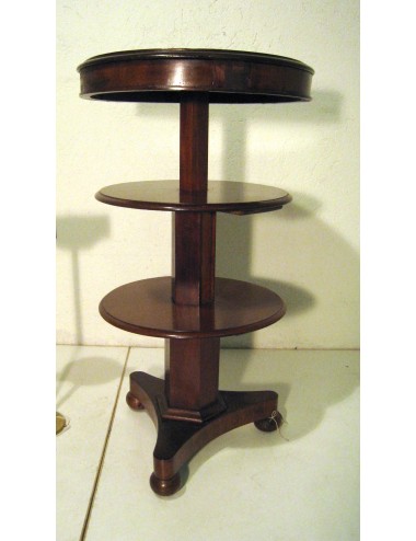 Three-tier openable round mahogany coffee table - Victorian