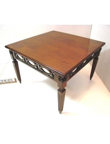 Square coffee table with modern fretwork