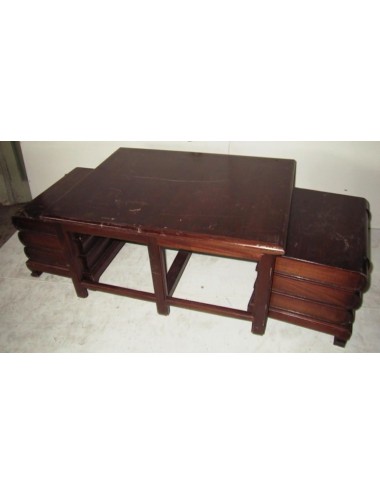 L 9 - Walnut coffee table tris-with modern faux books