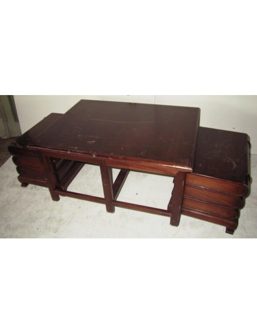 L 9 - Walnut coffee table tris-with modern faux books