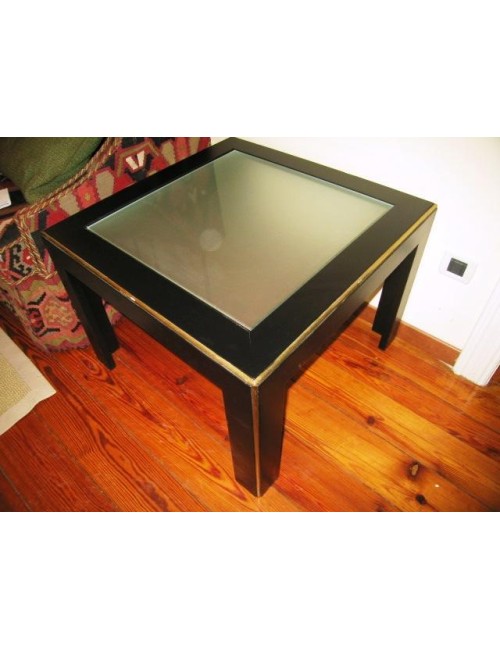 2 Square coffee tables 1)with glass 1)with modern wooden top