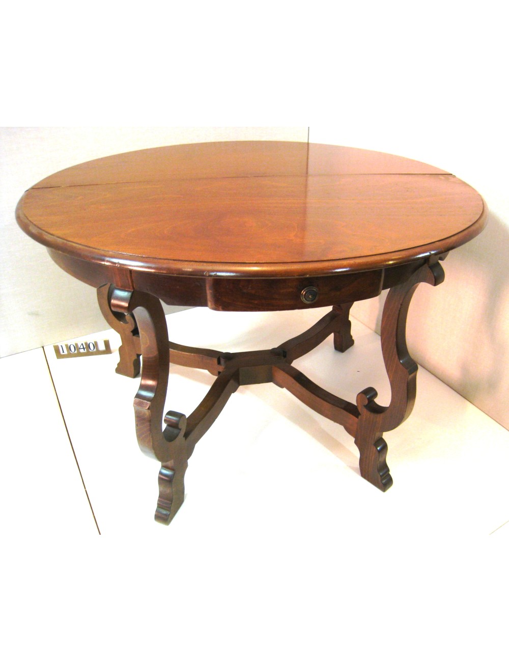 Consolle / Tavolo fratino moderno in legno tinto noce rotondo diametro cm 120 Consolle / Tavolo fratino moderno in legno tinto noce rotondo diametro cm 120