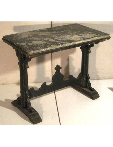 Black lacquered console table with marble top