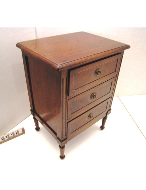 2 walnut bedside tables with modern inlays