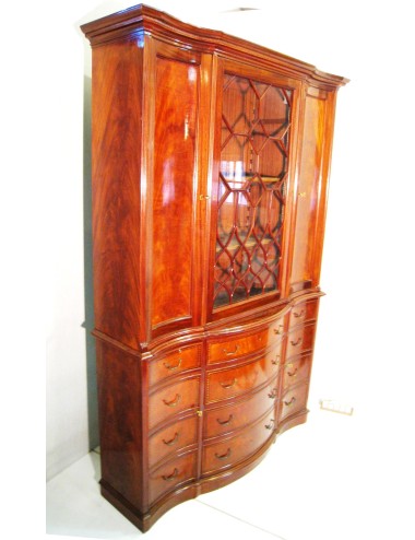 Three-door showcase with faux drawers and modern side doors