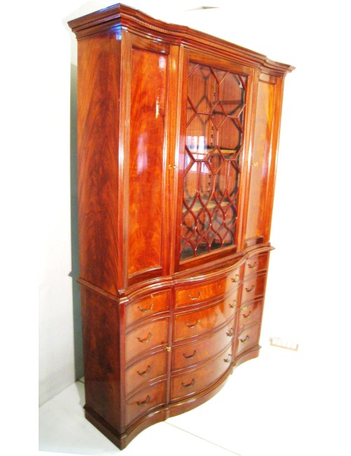 Three-door showcase with faux drawers and modern side doors