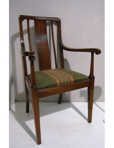 2 Poltrone di epoca Vittoriana in legno di mogano con seduta imbottita, in stile inglese (coppia)