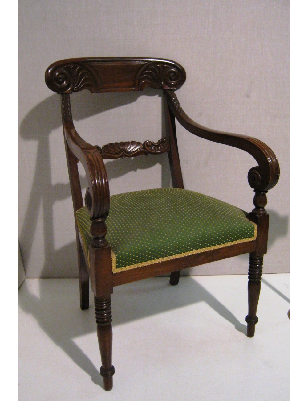 2 Walnut armchairs ( one pair ) tess Green yellow dot 2 Walnut armchairs ( one pair ) tess Green yellow dot