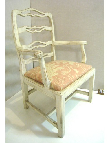 2 Poltrone moderne in faggiolaccate bianco decapate, moderne, stile provenzale, con sedile imbottito.
