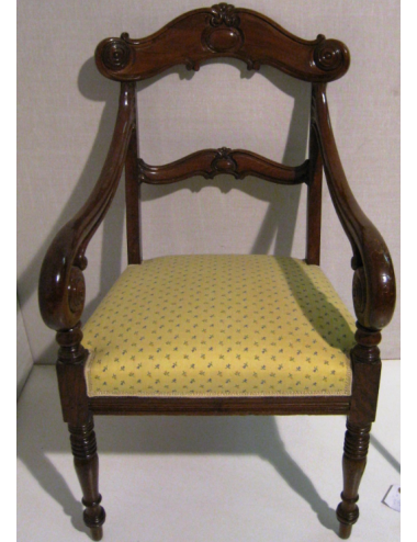 Poltrona in legno di noce con sedile imbottito, in stile Luigi Filippo