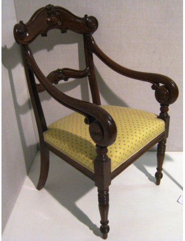 Poltrona in legno di noce con sedile imbottito, in stile Luigi Filippo