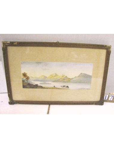 2 acquerelli pass. Firma beige illeggibile