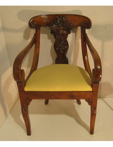 Poltrona comoda italiana in noce con sedile imbottito 1830