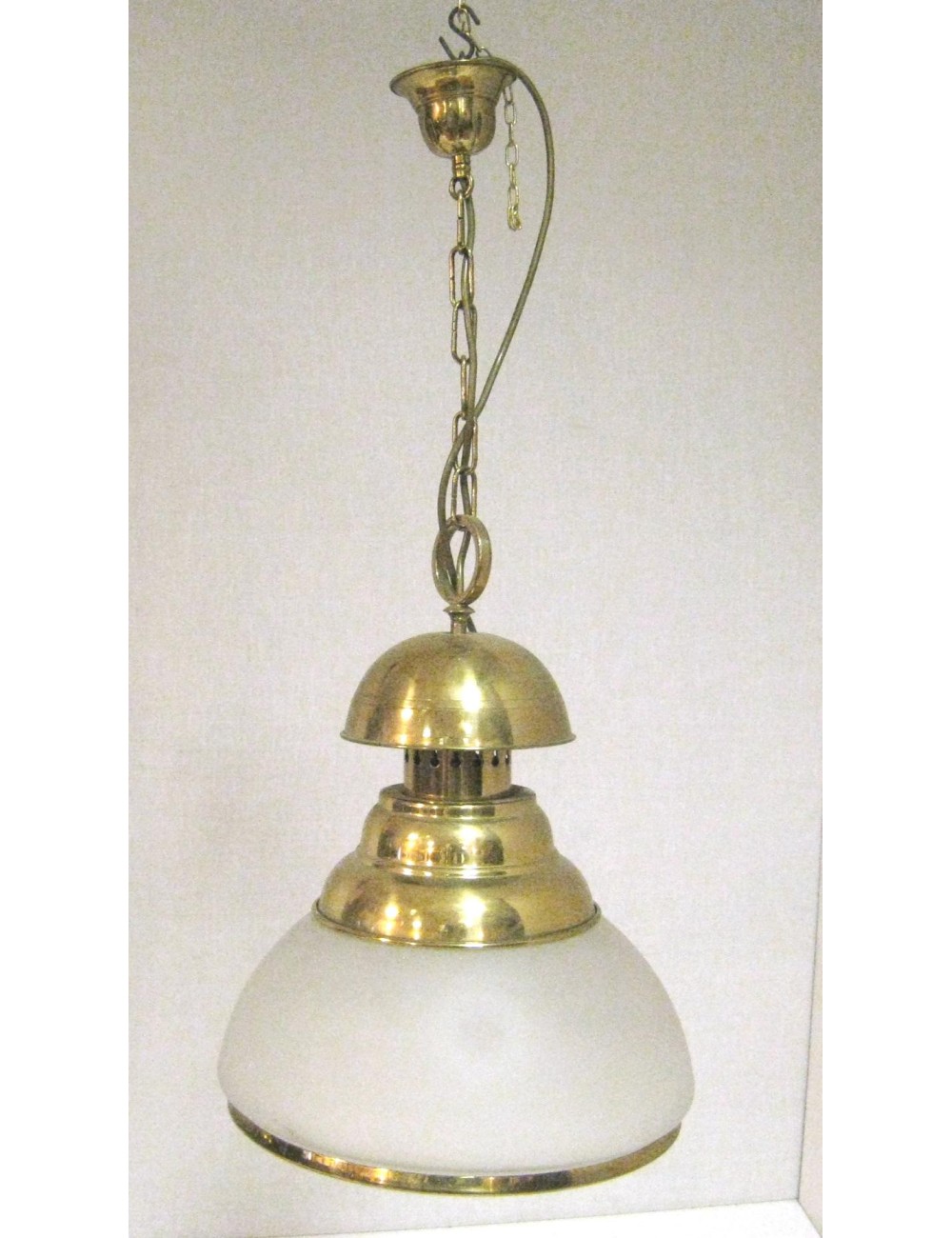 Lampadario a campana in cristallo d'ottone moderno