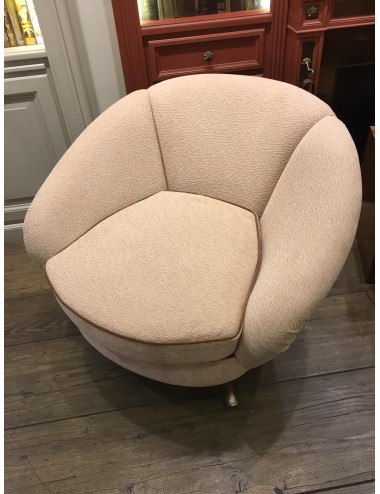 2 poltrone Mod.simile a GIO'PONTI moderne, con gambe modanate in ottone Anni '50