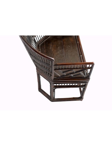 Poltrona in bamboo dritto e piegato con vari motivi decorativi. Seconda metà '800 Primo '900