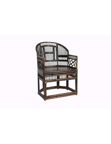 Poltrona in bamboo dritto e piegato con vari motivi decorativi. Seconda metà '800 Primo '900