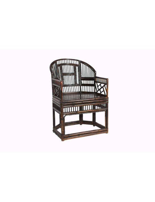 Poltrona in bamboo dritto e piegato con vari motivi decorativi. Seconda metà '800 Primo '900