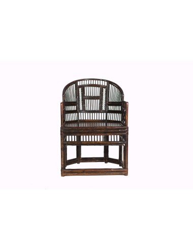 Poltrona in bamboo dritto e piegato con vari motivi decorativi. Seconda metà '800 Primo '900
