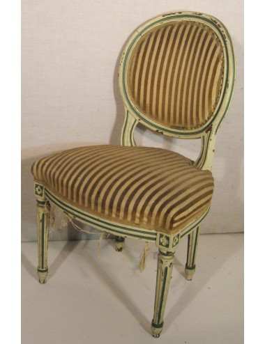 Poltrone moderne a righe a medaglione con gambe scanalate. Stile Luigi XVI