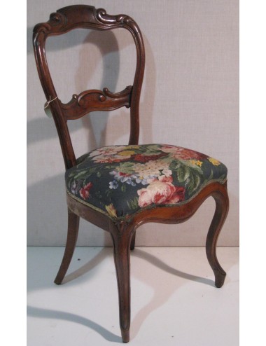 Sedia in legno di noce con seduta floreale epoca '800