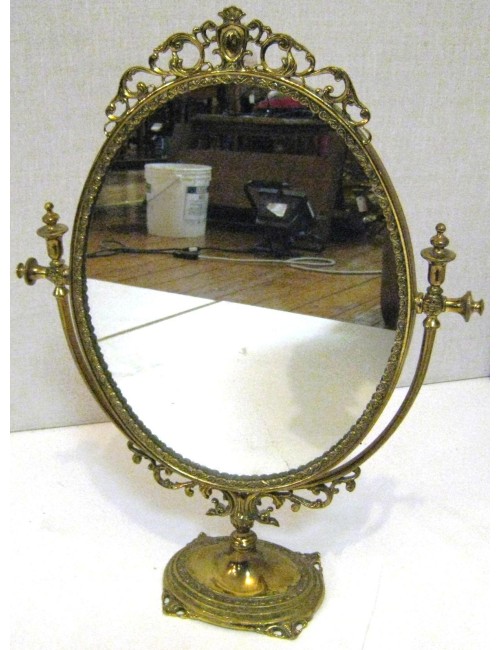 Specchiera moderna da appoggio in ottone