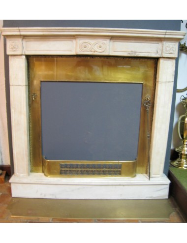 White marble + brass fireplace