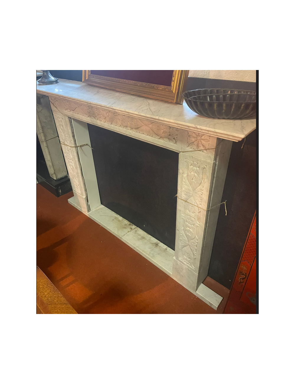 White marble fireplace White marble fireplace