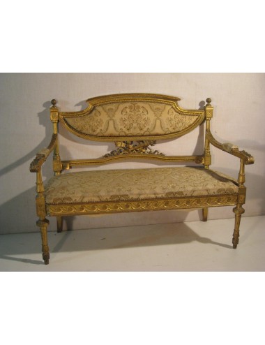 Divano in legno finemente intagliato dorato stile Luigi Filippo