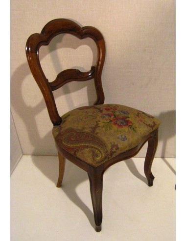 Sedia in noce con sedile imbottito, in stile Luigi Filippo